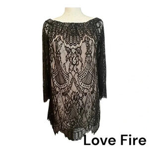 LOVE FIRE Women's Dress Black Lace Off the Shoulder‎ Fancy Mini Dress
